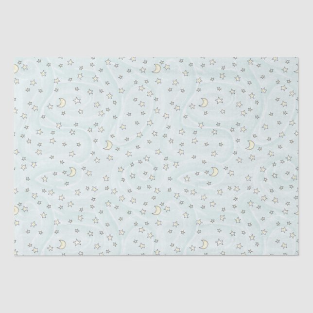 Swirly Mint Stars & Moons Tissue Paper (Front)