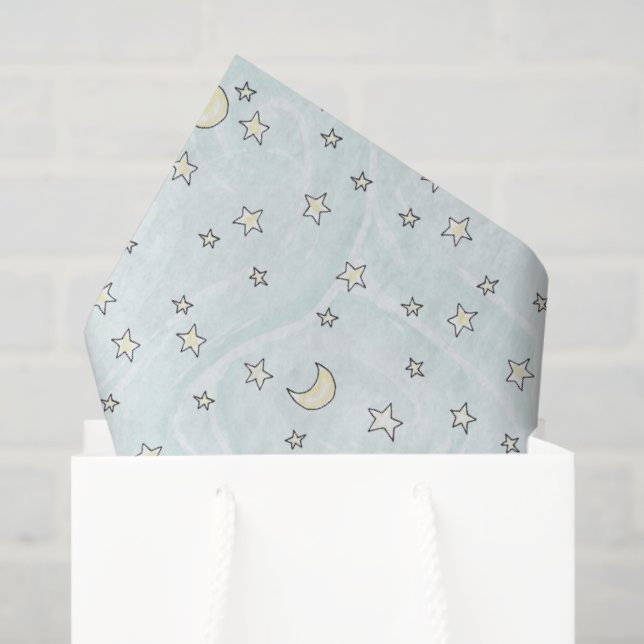 Swirly Mint Stars & Moons Tissue Paper (Gift Bag)