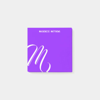 Swirly Monogram Colourful Purple Custom Name Post-it Notes
