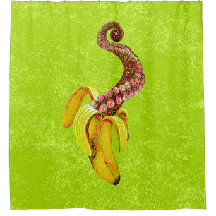 Swirly Mutant-Banana Shower Curtain