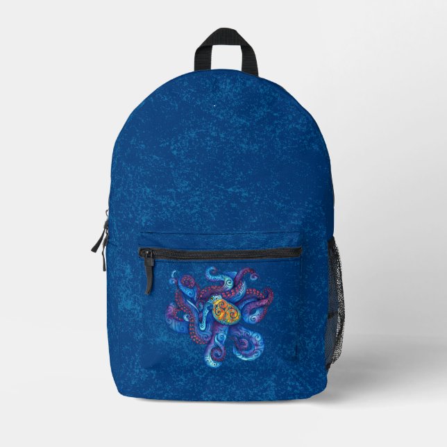 Swirly Octopus Printed Backpack (Front)