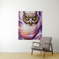 Swirly Oil Paint Splash Ornate Owl