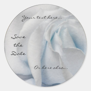 Swirly Pale White and Blue Rose Wedding Stickers