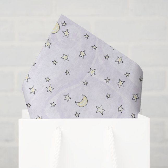 Swirly Pastel Purple Stars & Moons Tissue Paper (Gift Bag)