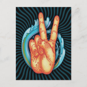Swirly Peace Hand Postcard