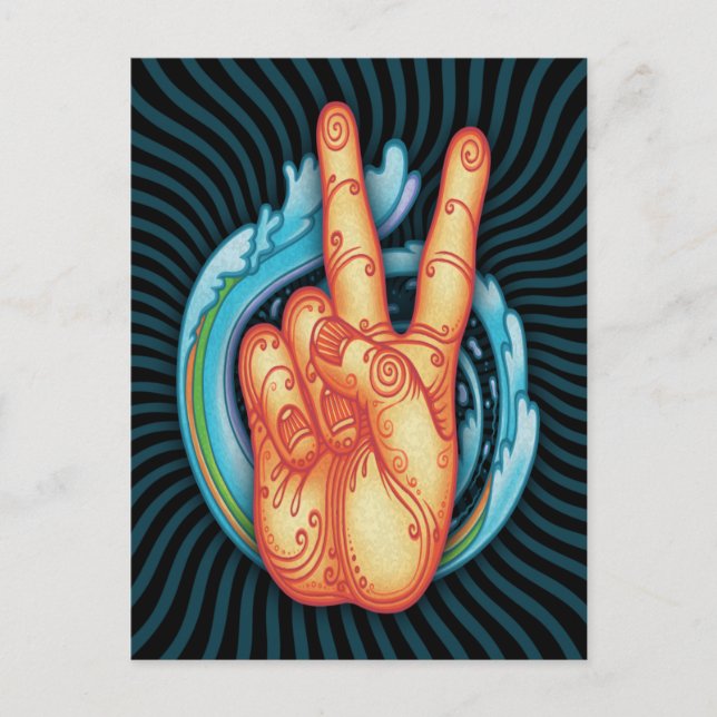 Swirly Peace Hand Postcard (Front)