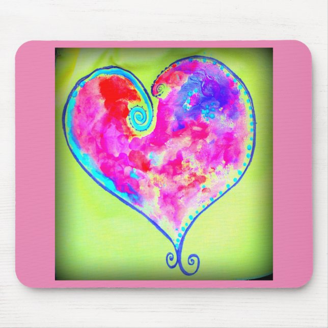 swirly pink heart mouse pad (Front)