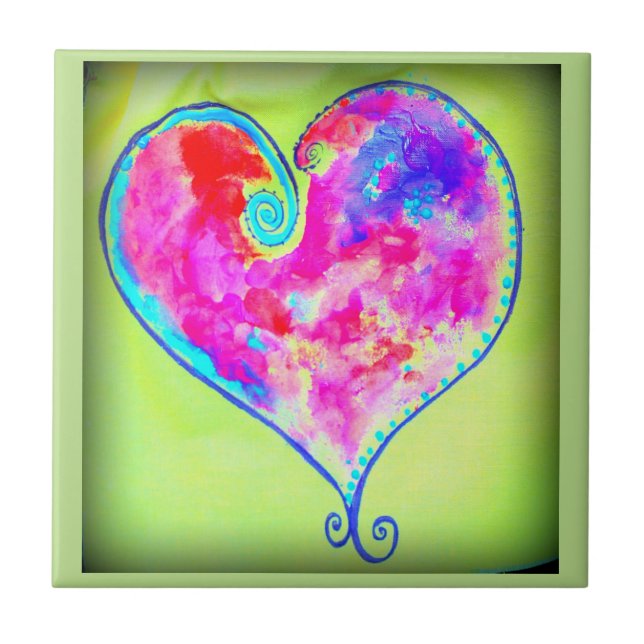 swirly pink heart tile (Front)