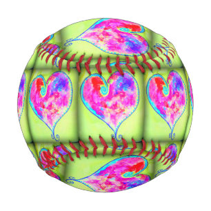 swirly pink hearts baseball