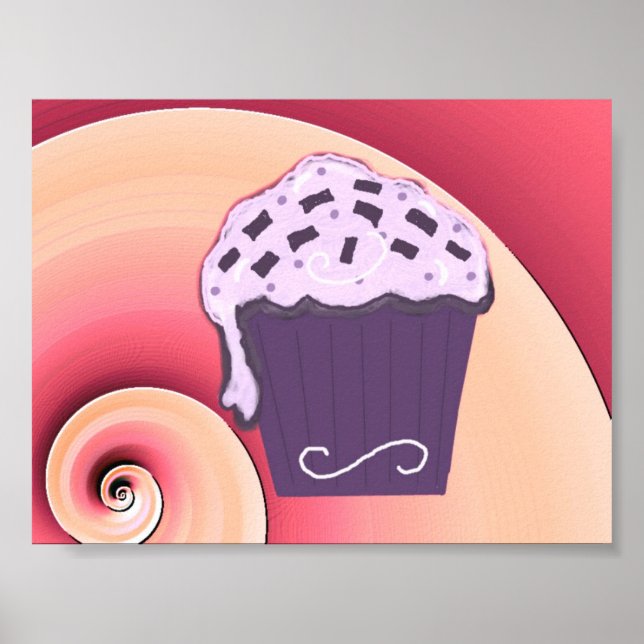 Swirly Purple Cupcake Design on Poster (Front)