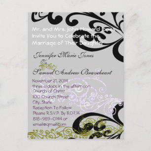 Swirly Purple & Green Save The Date Announcement Postcard