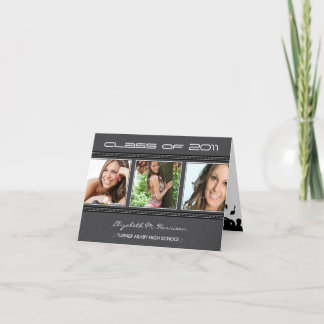 Swirly-Q Graduation Announcement Card (black)