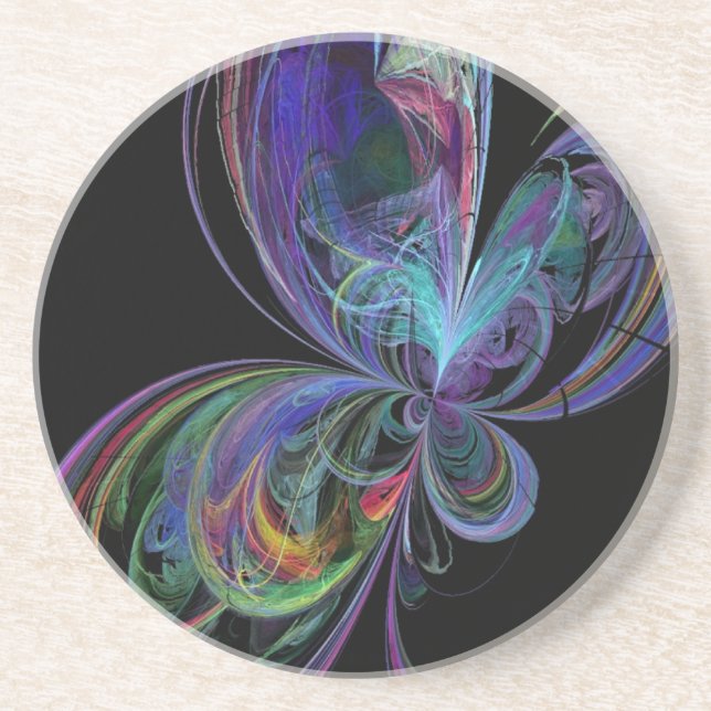 Swirly Rainbow Butterfly Coaster (Front)