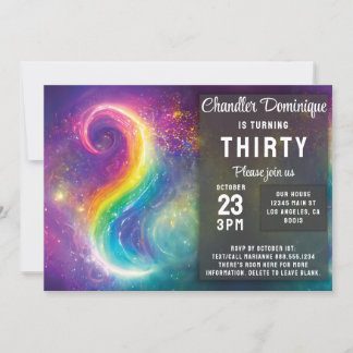 Swirly Rainbow Colour Cosmos Nebula Galaxy Yin Yan Invitation