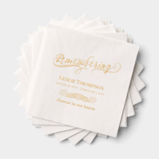 Swirly Remembering Death Anniversary Foil Napkins