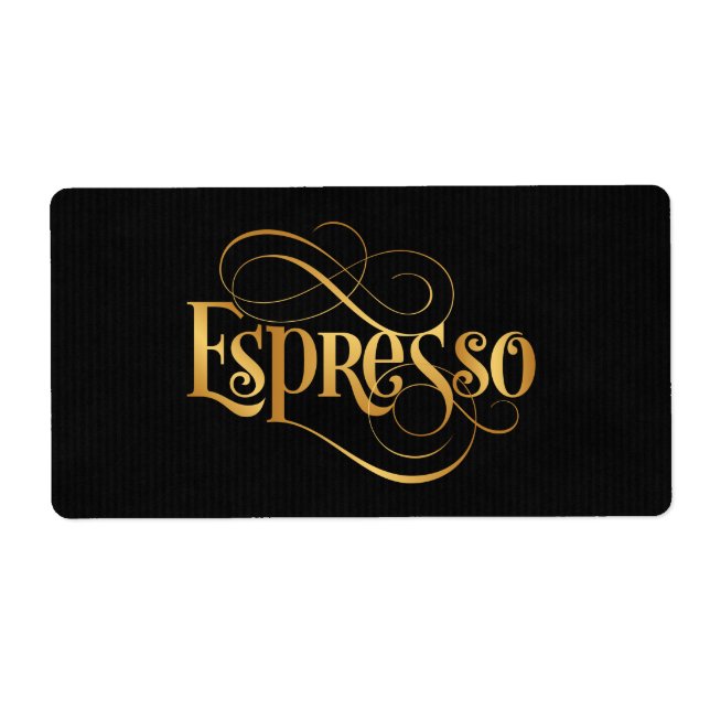 Swirly Script Calligraphy Espresso Gold on Black (Front)
