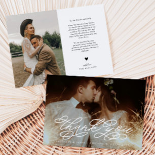 Swirly Script Wedding Thank you Photo Card