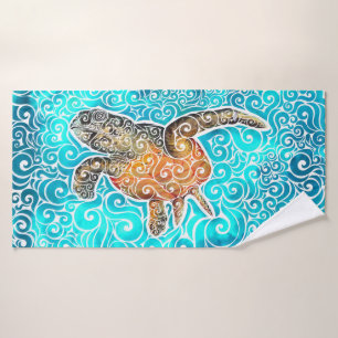 Swirly Sea-Turtle Bath Towel