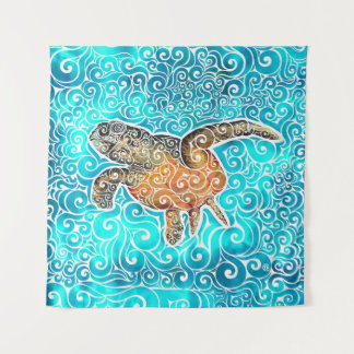 Swirly Sea-Turtle Tapestry