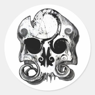 Swirly Skull Classic Round Sticker