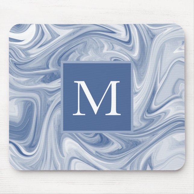 Swirly Slate Blue Abstract Mouse Pad (Front)