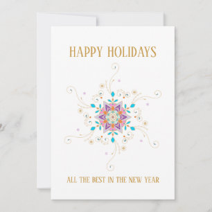 Swirly Snowflake Happy Holidays Custom Business Holiday Card