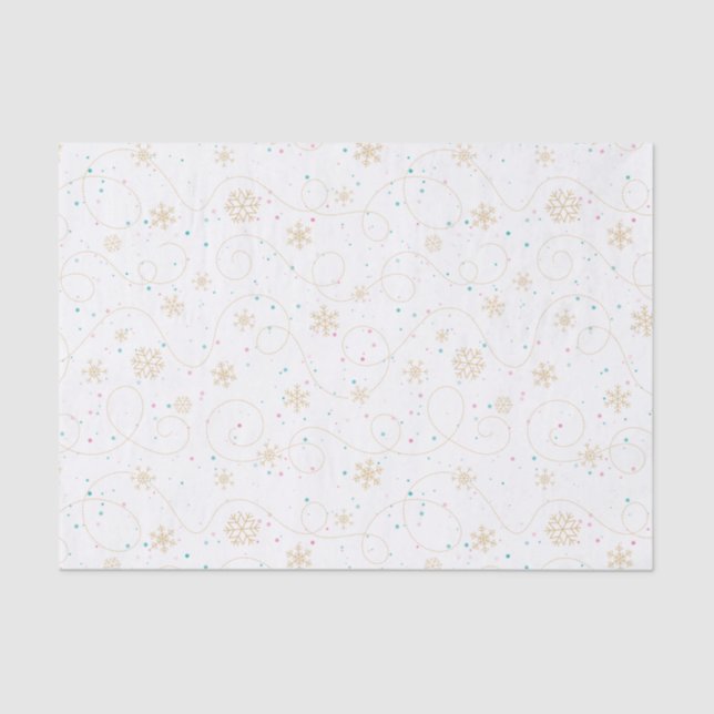 Swirly Snowflake with Snow Dots Holiday Tissue Paper (Front)