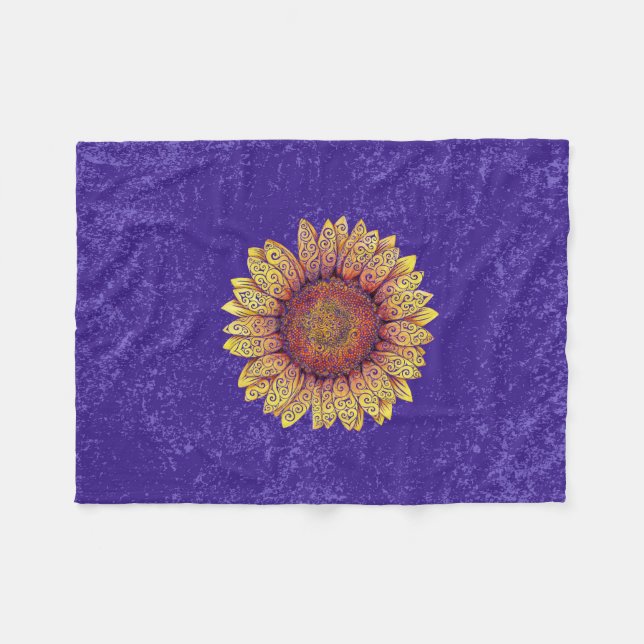 Swirly Sunflower Fleece Blanket (Front (Horizontal))