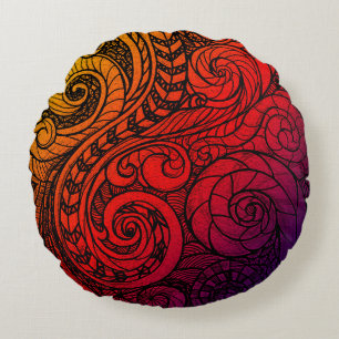 Swirly Sunset Round Cushion