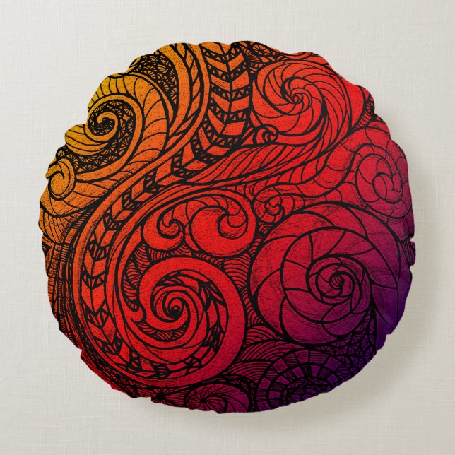 Swirly Sunset  Round Cushion (Front)