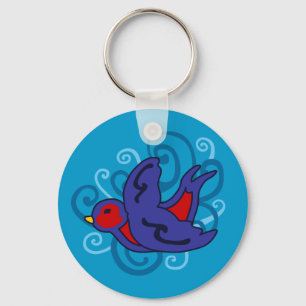 Swirly Swallow Key Ring