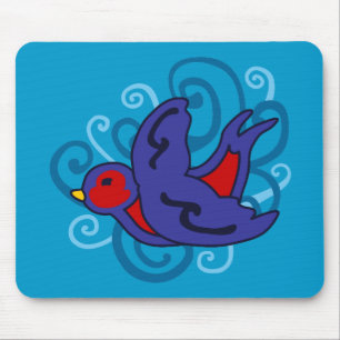 Swirly Swallow Mouse Pad