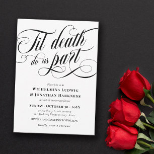 Swirly Til Death Do Us Part Elegant Goth Wedding Invitation
