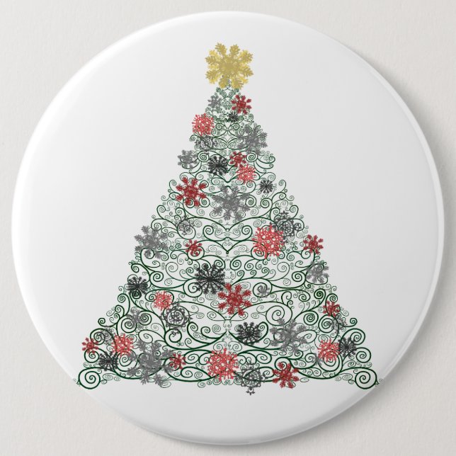 Swirly Tree Decorated 6 Cm Round Badge (Front)