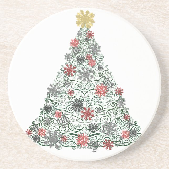 Swirly Tree Decorated Coaster (Front)