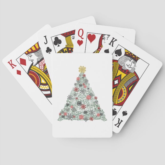 Swirly Tree Decorated Playing Cards (Back)