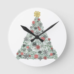 Swirly Tree Decorated Round Clock