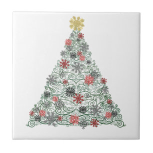 Swirly Tree Decorated Tile