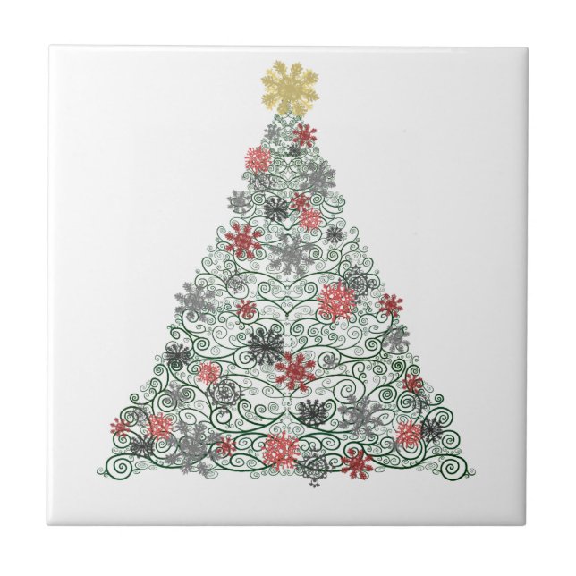 Swirly Tree Decorated Tile (Front)