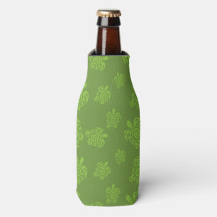 Swirly Turtle Green Pattern Bottle Cooler