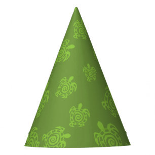 Swirly Turtle Green Pattern Party Hat
