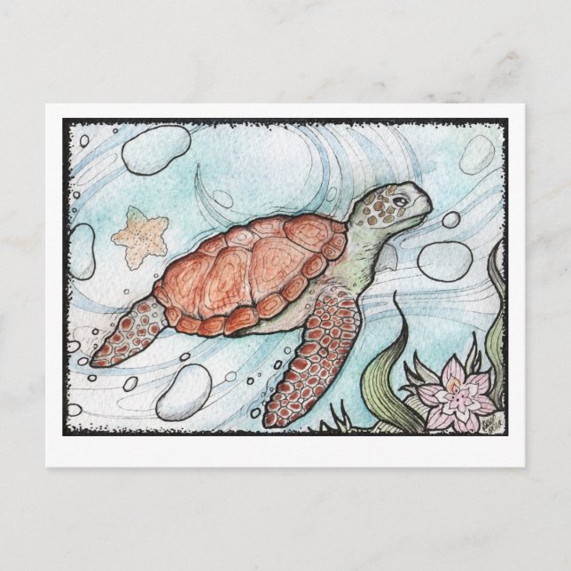 swirly Turtle Postcard (Front)