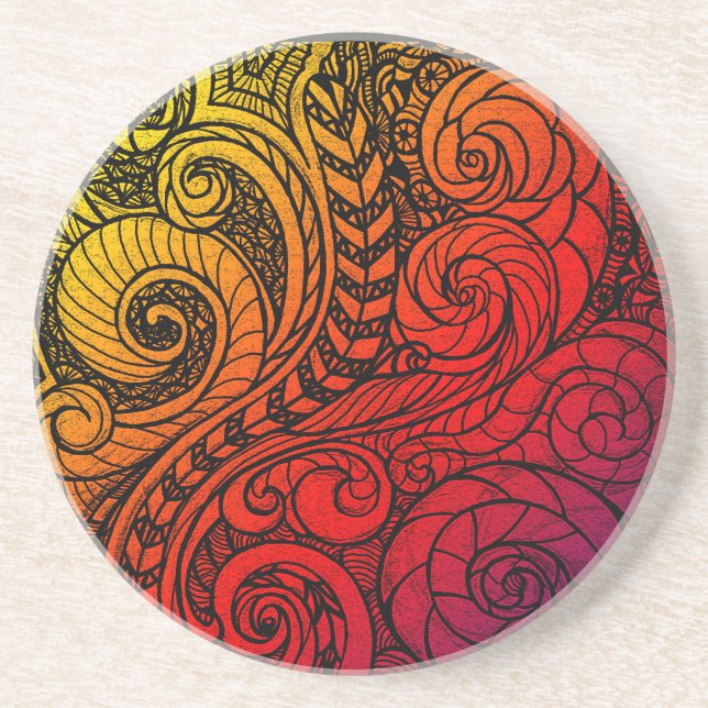 Swirly Vibes Sandstone Coaster (Front)
