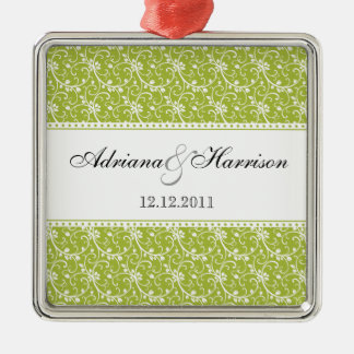 Swirly Vine Damask Wedding Ornament