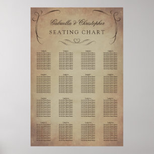 Swirly Vintage Wedding Seating Chart 16 Table