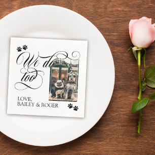 Swirly We Do Too Dog Photo & Paws Wedding Napkin