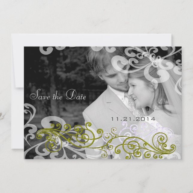 Swirly Your Photo Wedding Invitation (Front)