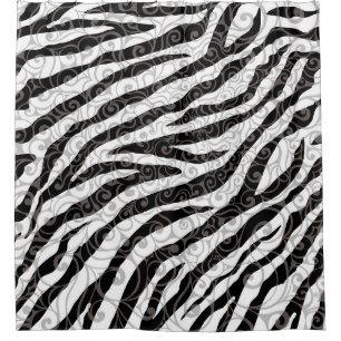Swirly Zebra Design Shower Curtain