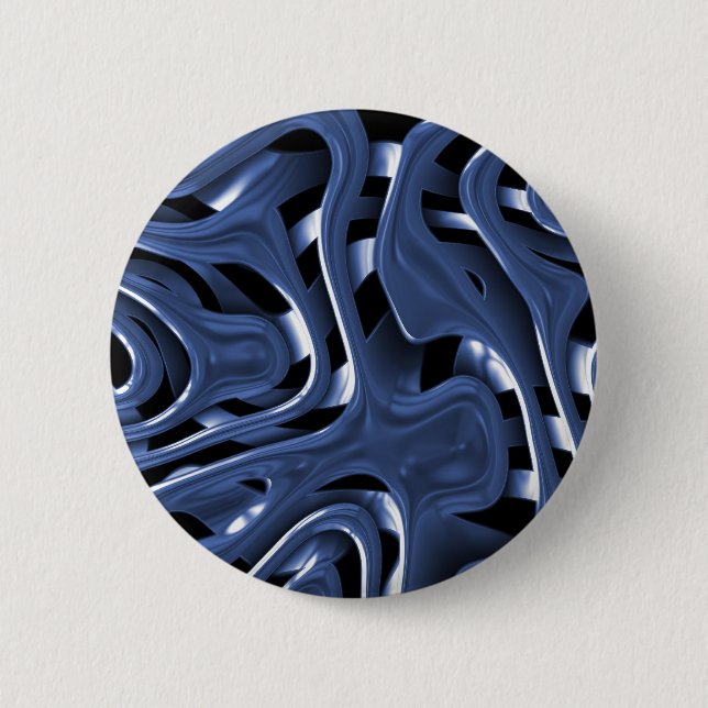 Swiryly Blue Chrome Abstract Art 6 Cm Round Badge (Front)