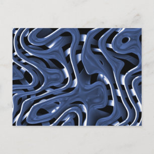 Swiryly Blue Chrome Abstract Art Postcard